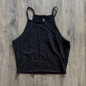 Black High-Neck Cropped Top